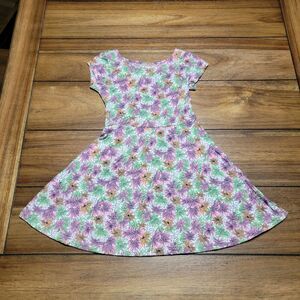 Aviva Girls SS Green, Purple & Orange Flower Dress - Size 6/6X